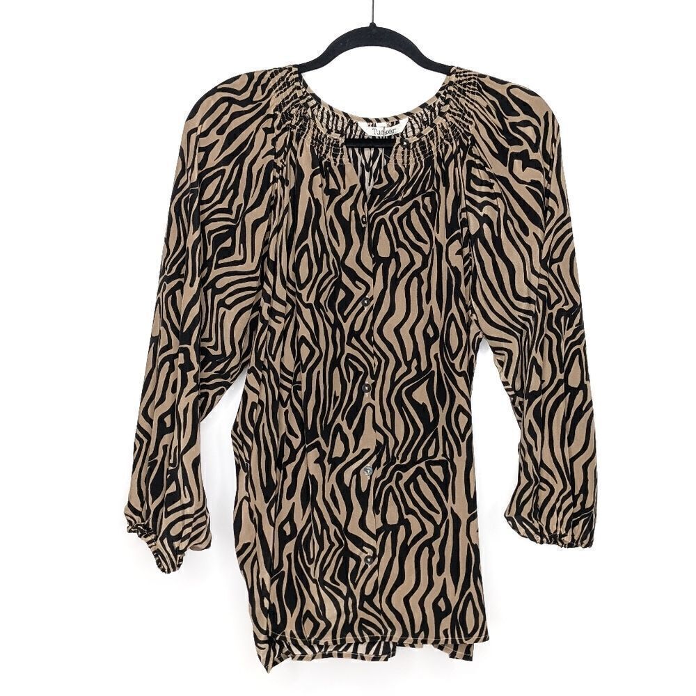 Tucker Classic Blouse Zebra Print in Crepe de Chine Silk Top